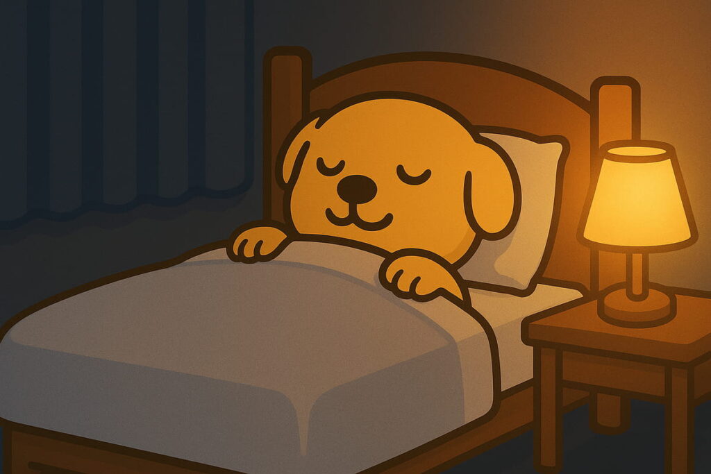Dog sleeping on fluffy futon