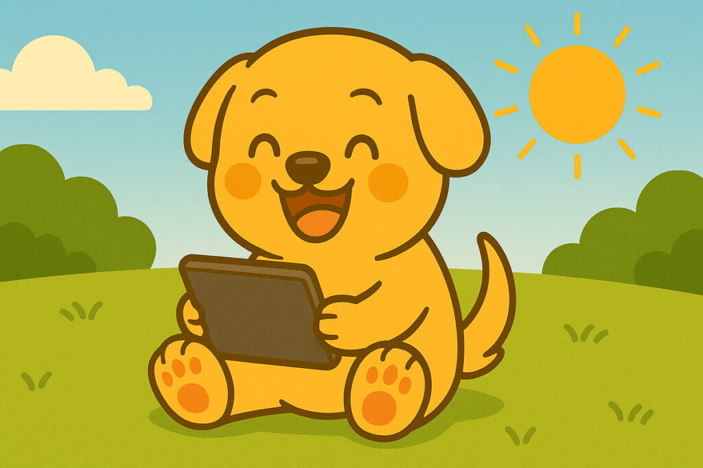 Reading dog in daytime